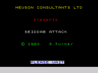 3D Seiddab Attack title screen for ZX Spectrum